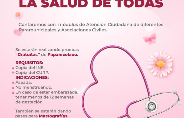 GOBIERNO DE MONTSERRAT CABALLERO REALIZARÁ “JORNADA ROSA POR LA SALUD DE TODAS”  EN LA EXPLANADA DE PALACIO MUNICIPAL
