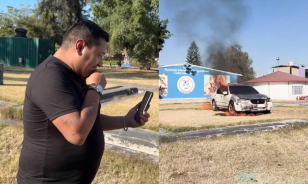 HOMBRE PERMITE QUE QUEMEN SU VEHÍCULO POR 25 MIL PESOS; AFIRMA: «MI MAMÁ ES LA PROPIETARIA»
