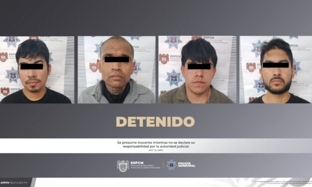 POLICÍA MUNICIPAL CAPTURA A CUATRO SUJETOS POR INTENTO DE HOMICIDIO