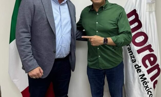 SE REÚNE ISMAEL BURGUEÑO RUIZ CON EL PRESIDENTE NACIONAL DE MORENA, MARIO DELGADO CARRILLO