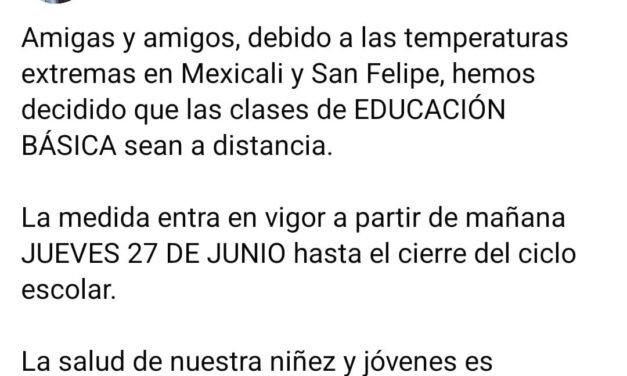 ANUNCIA GOBERNADORA MARINA DEL PILAR CLASES VIRTUALES PARA EDUCACIÓN BÁSICA ANTE ALTAS TEMPERATURAS